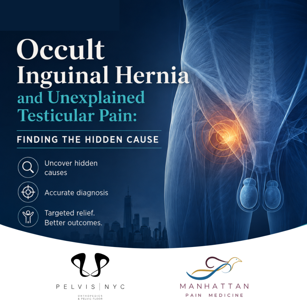 Occult Inguinal Hernia and Unexplained Testicular Pain: Finding the Hidden Cause A collaboration of Pelvis NYC and Manhattan Pain Medicine